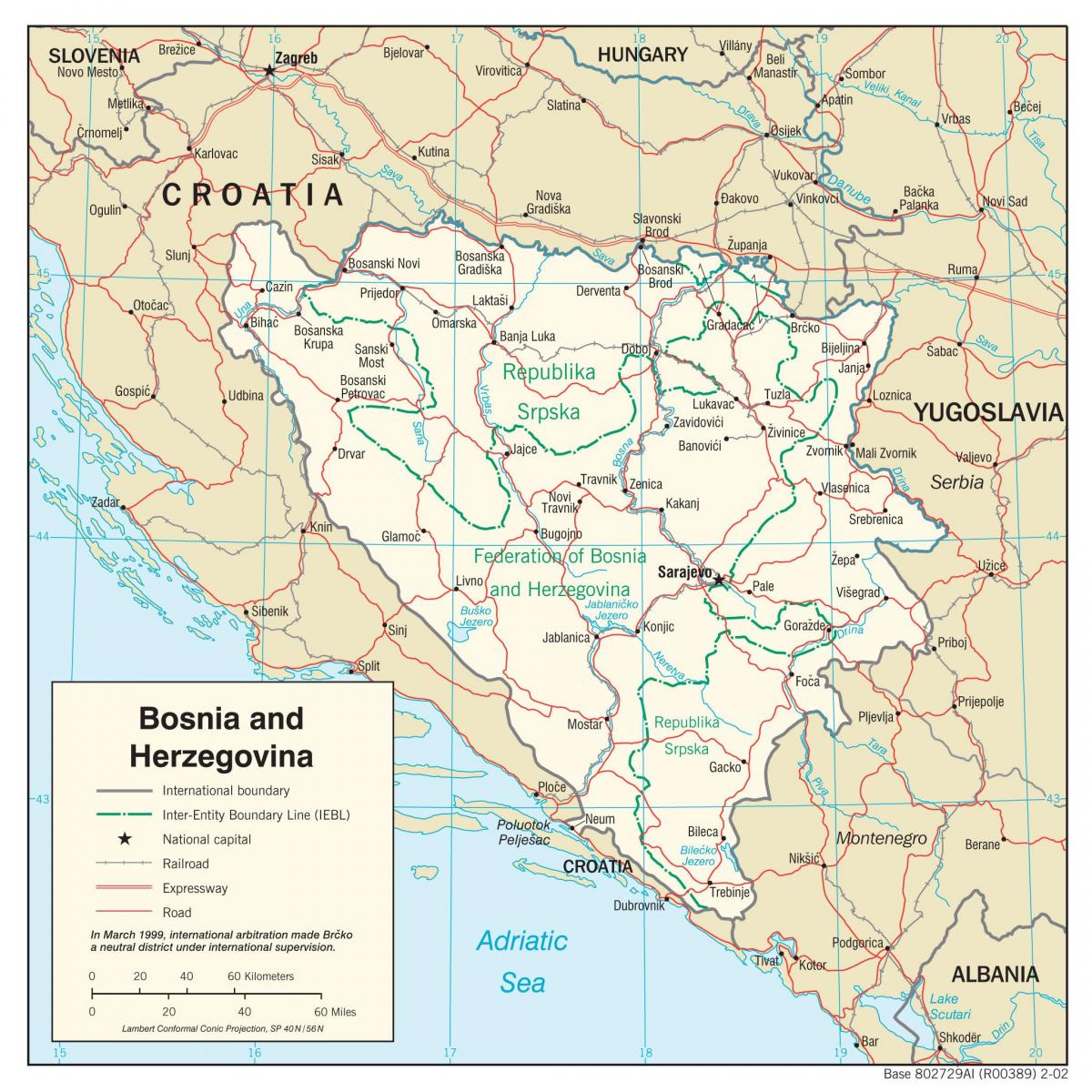 보스니아-헤르체코비나 지도