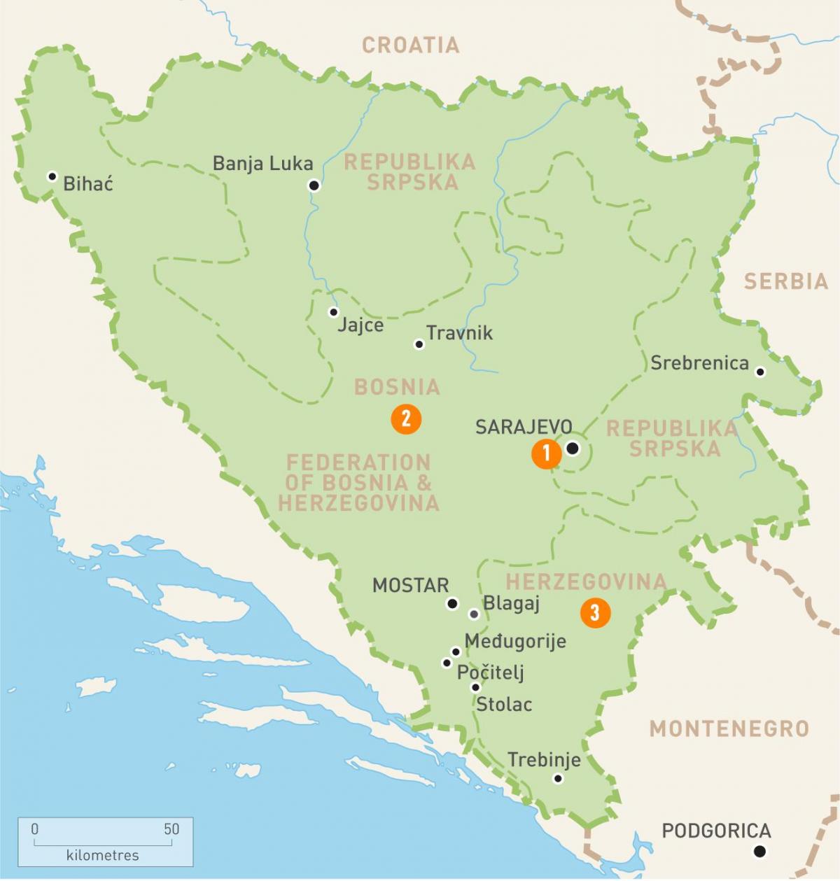 지도 사라예보의 보스니아