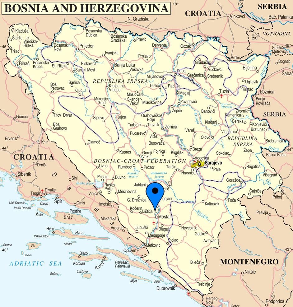지도 mostar 보스니아헤르체고비나